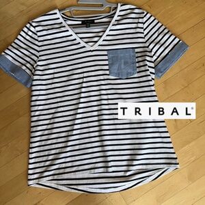 TRIBAL white /black stripe top, M, DH